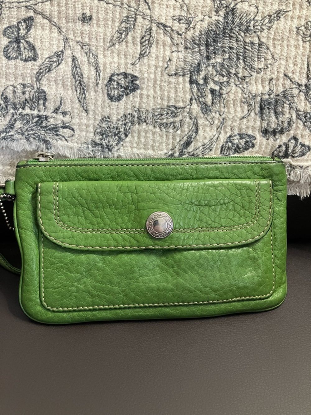 Coach Hamilton Green Leather Wristlet Wallet